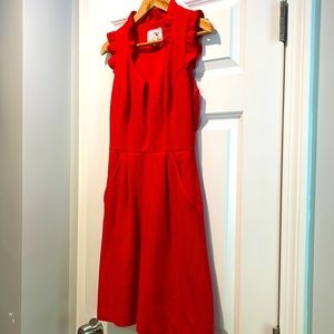 Tabitha red dress size 4. Cotton dress with two deep pockets. Zipper side